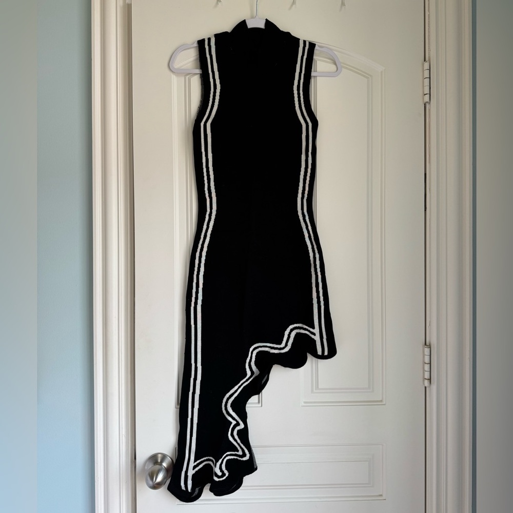 Elegant Black and White Asymmetrical Women's Dress Size S